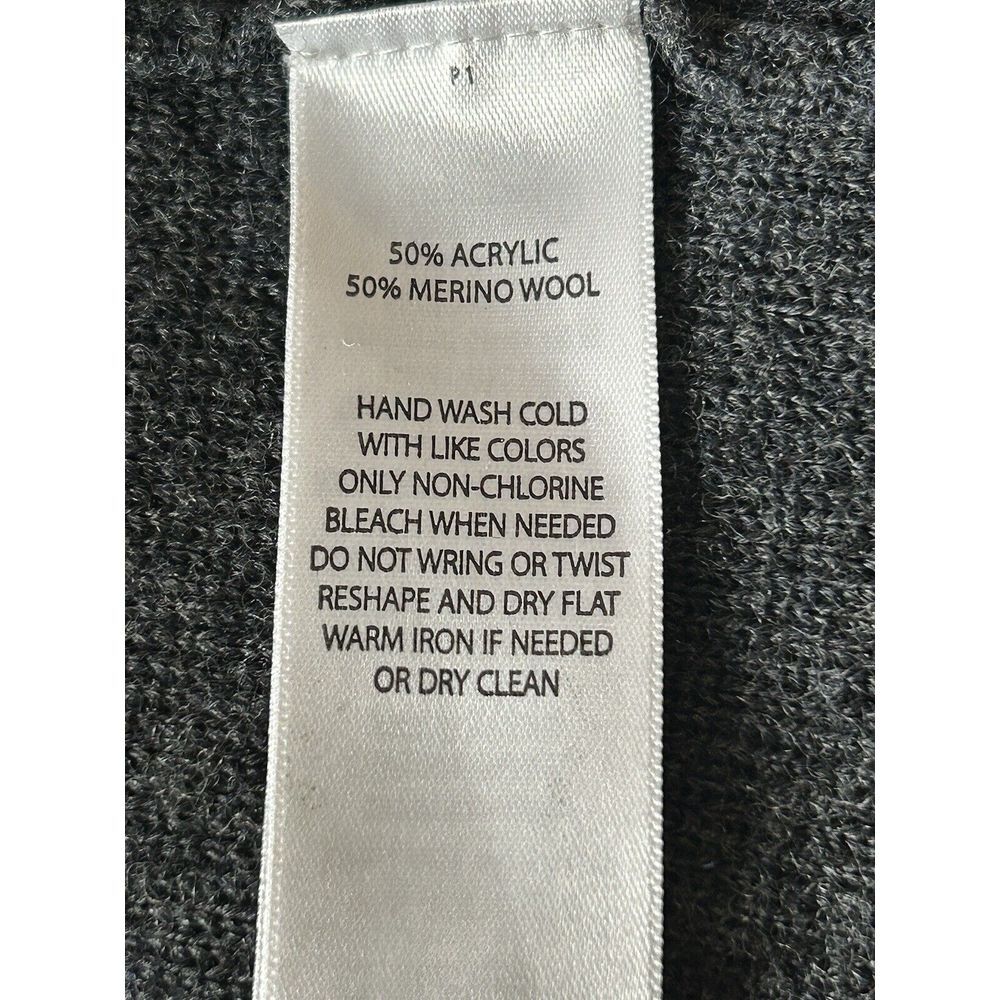 Ellen Tracy Women's Grey Long Cardigan Sweater Merino Wool Toggle Button 1X - Picture 4 of 4